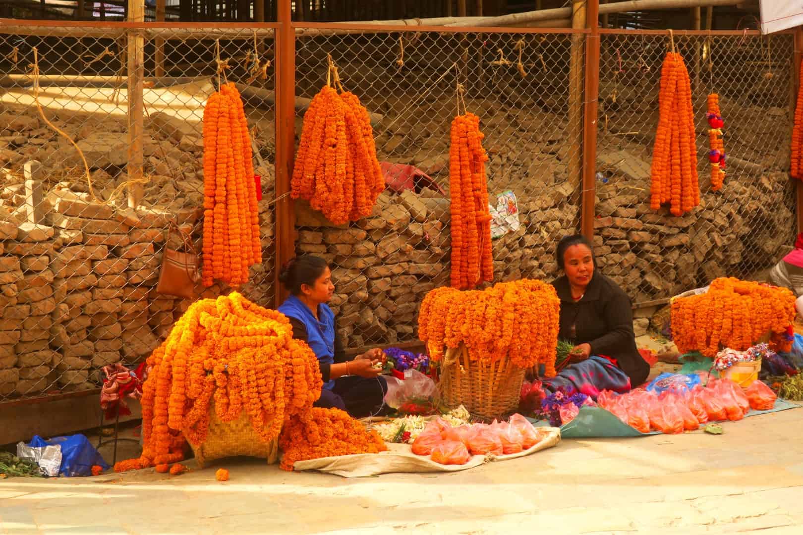 Blumenverkäufer in Kathmandu, Nepal